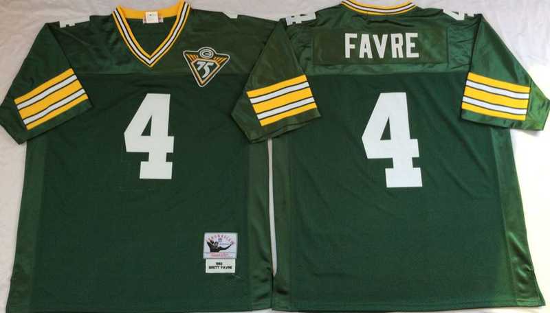 Packers 4 Brett Favre Green M&N Throwback Jersey->nfl m&n throwback->NFL Jersey